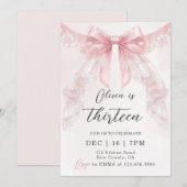 Cute Coquette Pink Lace Bow Girl Birthday Kaart (Voorkant / Achterkant)