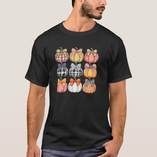 Cute Coquette Pumpkin Season Thanksgiving Autumn F T-shirt (Voorkant)