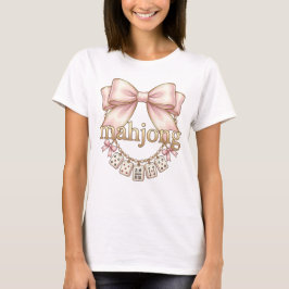 Cute Coquette Roze Strikkend Mahjong Bedeltje Dame T-shirt
