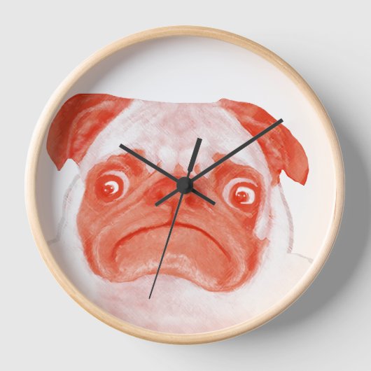 Cute Coral and Pink Grumpy Pug Face (Voorkant)