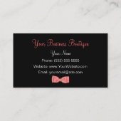 Cute Coral Pink en Black Zebra Print  Bow Visitekaartje (Achterkant)