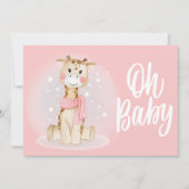 Cute Coral Pink Giraffe Baby shower Kaart (Voorkant)