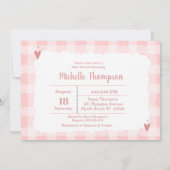 Cute Coral Pink Giraffe Baby shower Kaart (Achterkant)