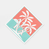 Cute Coral Sunset palm Trees op strand Art Motif Servet (Hoek)