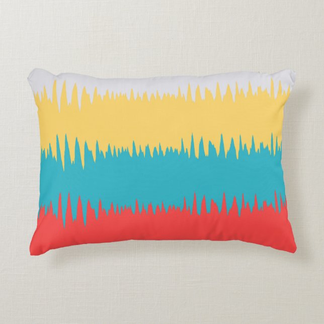CUTE Coral Turquoise Yellow White Zigzag Stripes Decoratief Kussen (Voorkant)