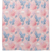 Cute Corals Seashells Oysters In Ocean Pastel Pink Douchegordijn (Voorkant)