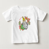 Cute Corella parrot in tropische bloemen Baby Body (Voorkant)