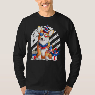 Cute Corgi 4 juli American Sunbril Dog Pup T-shirt