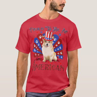 Cute Corgi American Flag Lover Happy 4 juli T-shirt