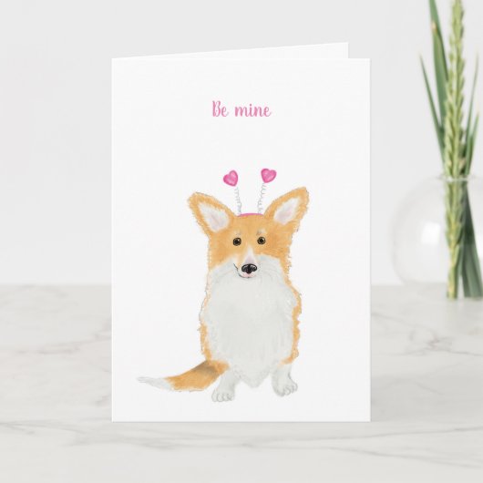 Cute corgi 'be mine' Valentijnse kaart (Voorkant)