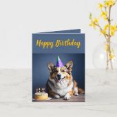 Cute Corgi Birthday Kaart (Gele Bloem)