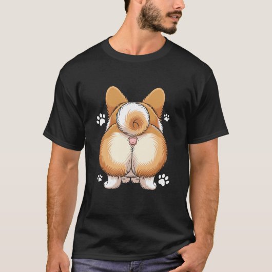 Cute Corgi Butt with Paw Prints T-shirt (Voorkant)
