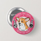 Cute Corgi Button Pink (Voorkant /achterkant)