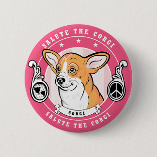 Cute Corgi Button Pink