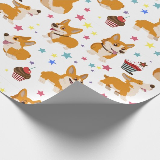 Cute Corgi Cadeaupapier (Hoek)