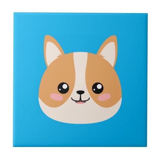 Cute Corgi Ceramic Tile Tegeltje (Voorkant)