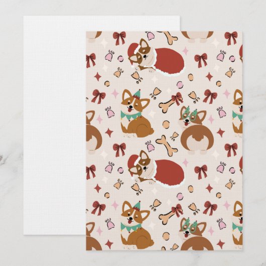 Cute Corgi Christmas Holiday Seamless Pattern Kaart (Voorkant / Achterkant)