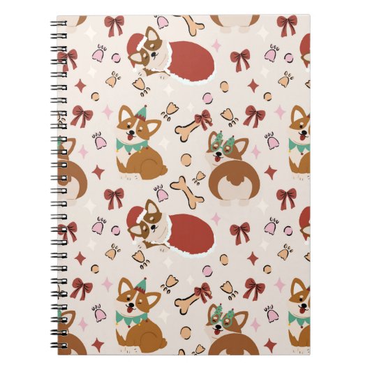 Cute Corgi Christmas Holiday Seamless Pattern Notitieboek (Voorkant)