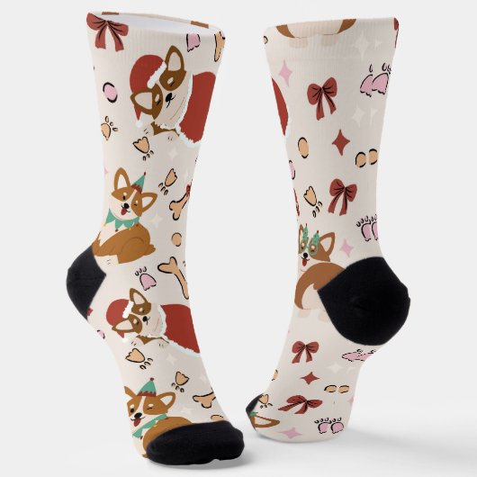 Cute Corgi Christmas Holiday Seamless Pattern Sokken (Gebogen)