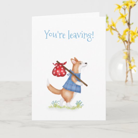 Cute corgi corgi leaving card kaart (Gele Bloem)