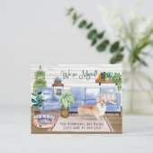 Cute Corgi Cozy New Home Moving         Aankondigingskaart (Staand voorkant)