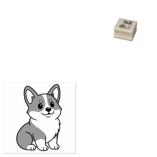 Cute Corgi Dog 1x1 Rubberstempel (Gestempeld)