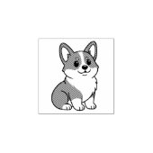 Cute Corgi Dog 1x1 Rubberstempel (Afrduk)
