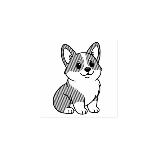 Cute Corgi Dog 1x1 Rubberstempel (Afrduk)