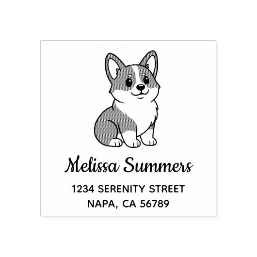 Cute Corgi Dog Address Rubberstempel (Afrduk)
