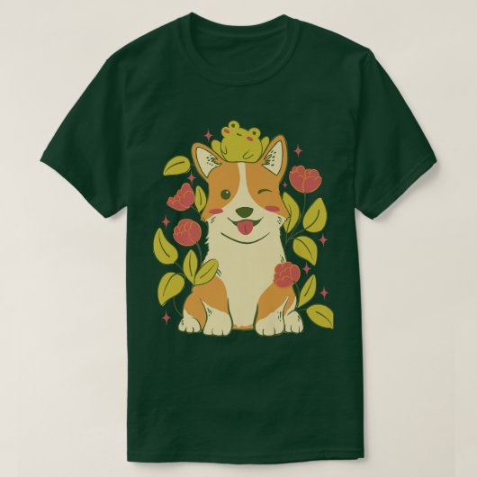 Cute Corgi Dog And Frog-719 T-shirt (Design voorkant)