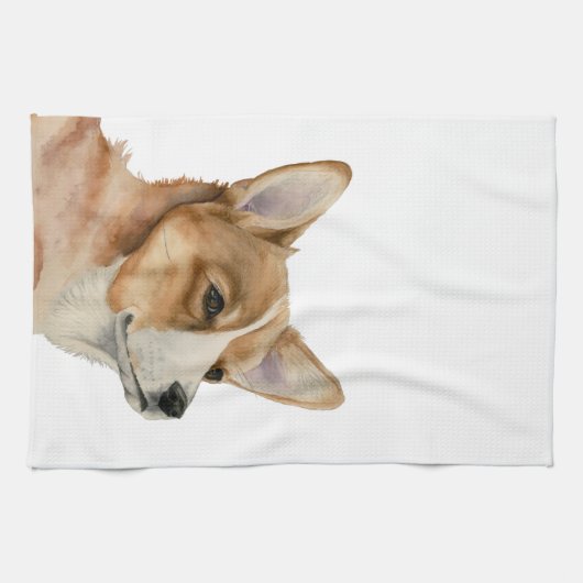 Cute Corgi Dog Art Theedoek (Horizontaal)