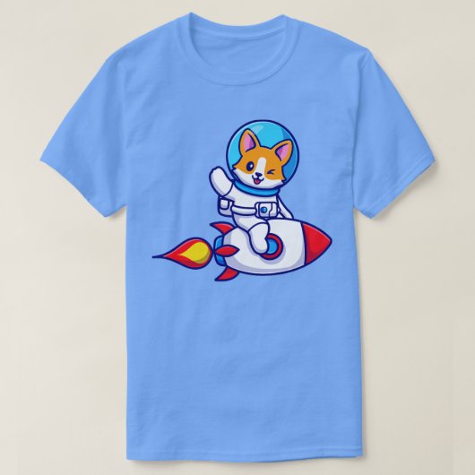 Cute Corgi Dog Astronaut RandRocket and Wave T-shirt (Design voorkant)