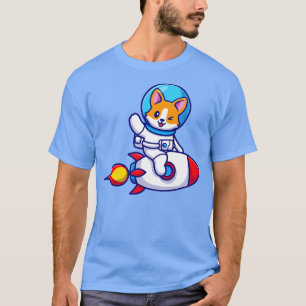Cute Corgi Dog Astronaut RandRocket and Wave T-shirt