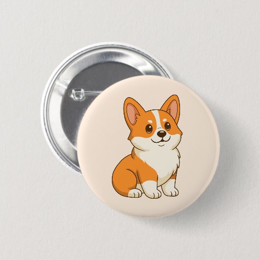 Cute Corgi Dog Beige Ronde Button 5,7 Cm (Voorkant /achterkant)