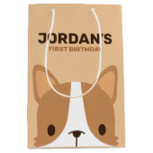 Cute Corgi Dog Birthday Medium Cadeauzakje (Voorkant)