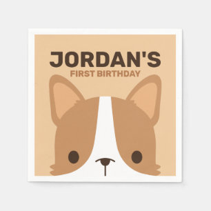 Cute Corgi Dog Birthday Servet