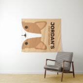 Cute Corgi Dog Birthday Tapestry Wandkleed (In Situ (horizontaal))
