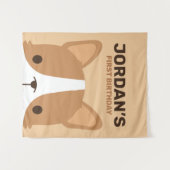 Cute Corgi Dog Birthday Tapestry Wandkleed (Voorkant (horizontaal))