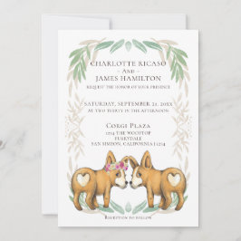 Cute Corgi Dog Bride en Groom Wedding Kaart