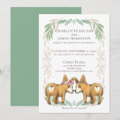 Cute Corgi Dog Bride en Groom Wedding Kaart (Voorkant / Achterkant)