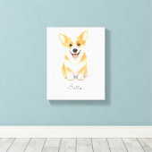 Cute Corgi Dog Canvas Afdruk (Insitu (Houten vloer))