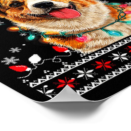 Cute Corgi Dog Christmas Reindeer Santa Hat  Poster (Hoek)