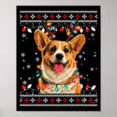 Cute Corgi Dog Christmas Reindeer Santa Hat  Poster (Voorkant)