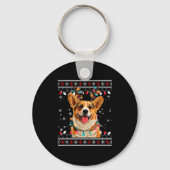 Cute Corgi Dog Christmas Reindeer Santa Hat  Sleutelhanger (Voorkant)