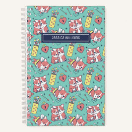 Cute Corgi Dog Cupid Bow and Arrow Heart Pattern Notitieboek