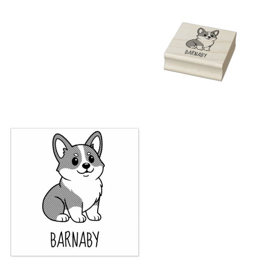 Cute Corgi Dog Custom Name Rubberstempel (Gestempeld)