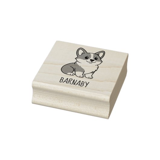 Cute Corgi Dog Custom Name Rubberstempel (Stempel)
