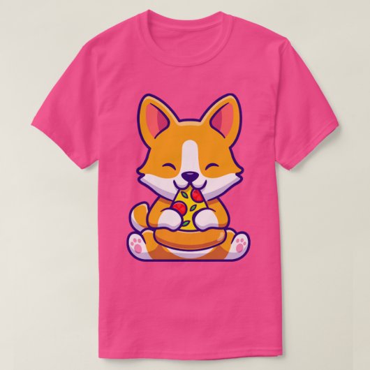 Cute Corgi Dog Eating Pizza T-shirt (Design voorkant)