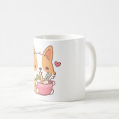 Cute Corgi Dog Eating Ramen Koffiemok (Voorkant rechts)