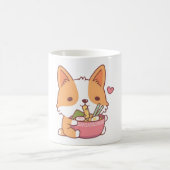 Cute Corgi Dog Eating Ramen Koffiemok (Center)